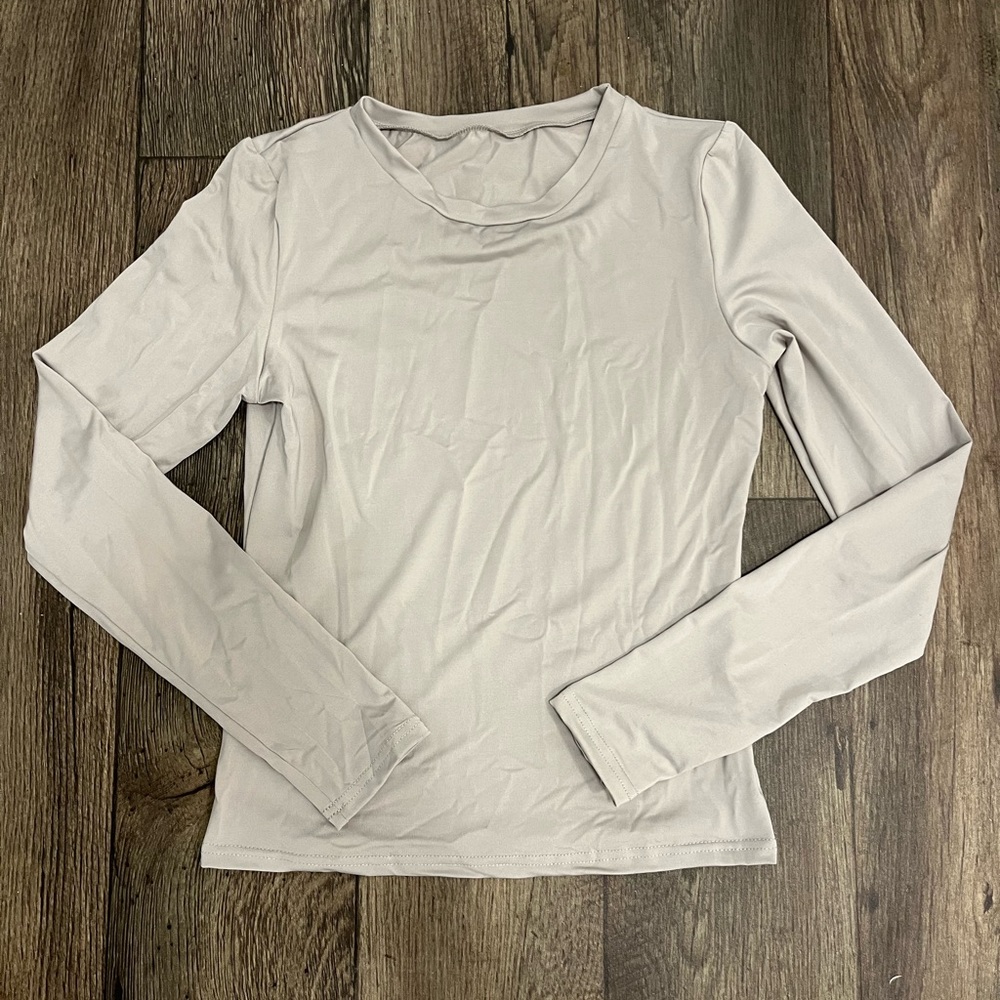 KMBANGI Women Sexy Slim Crop Shirt Long Sleeve Crewneck Fitted Tshirts